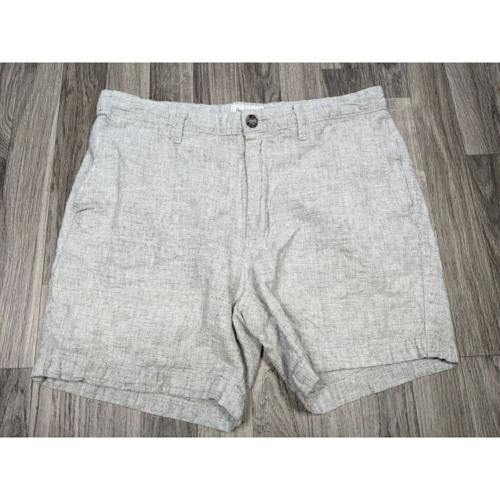 Goodfellow Womens Size 34 Pockets Grey Linen Blend Linden Shorts
